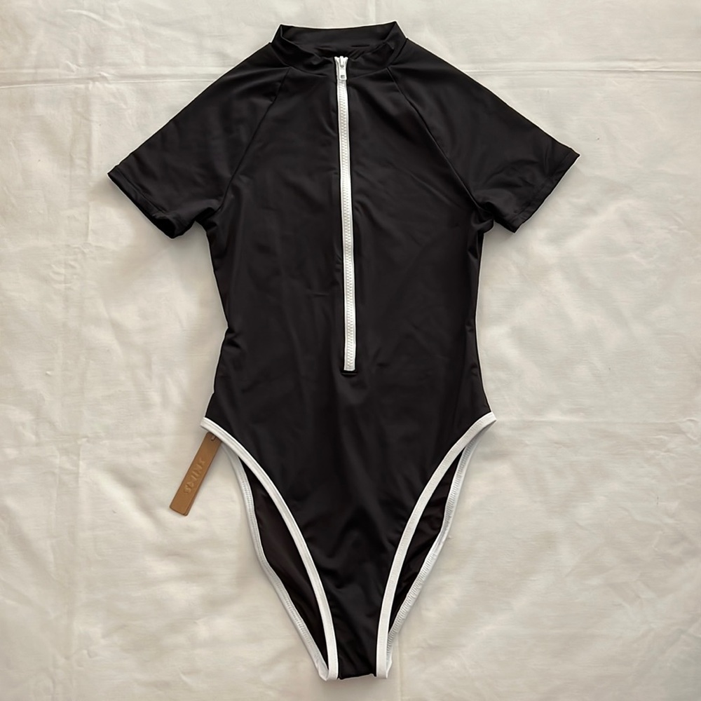 SKIMS ZIP-UP SWIM MOCK NECK ONE PIECE